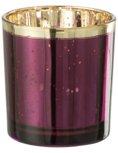 Photophore moderne Diamètre 7 cm en Verre Violet Doré Korin - 1