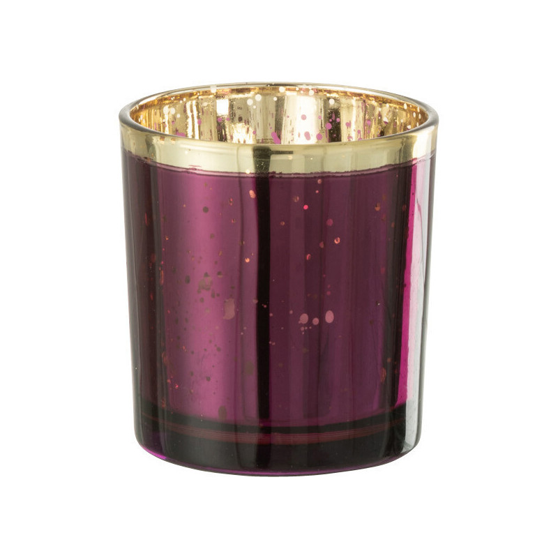 Photophore moderne Diamètre 7 cm en Verre Violet Doré Korin - 1