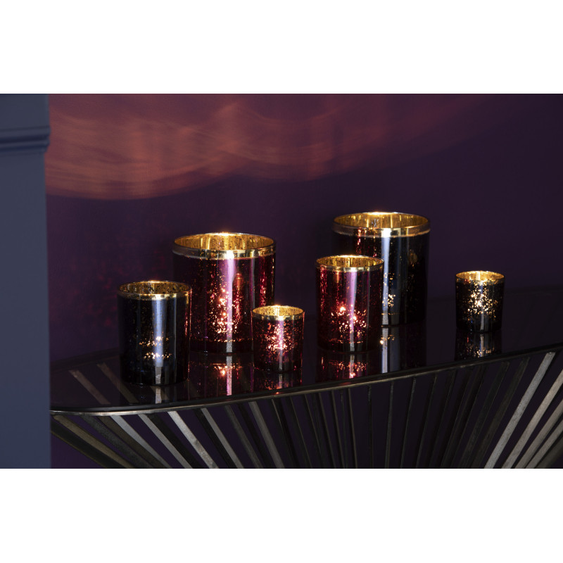 Photophore moderne Diamètre 7 cm en Verre Violet Doré Korin - 2