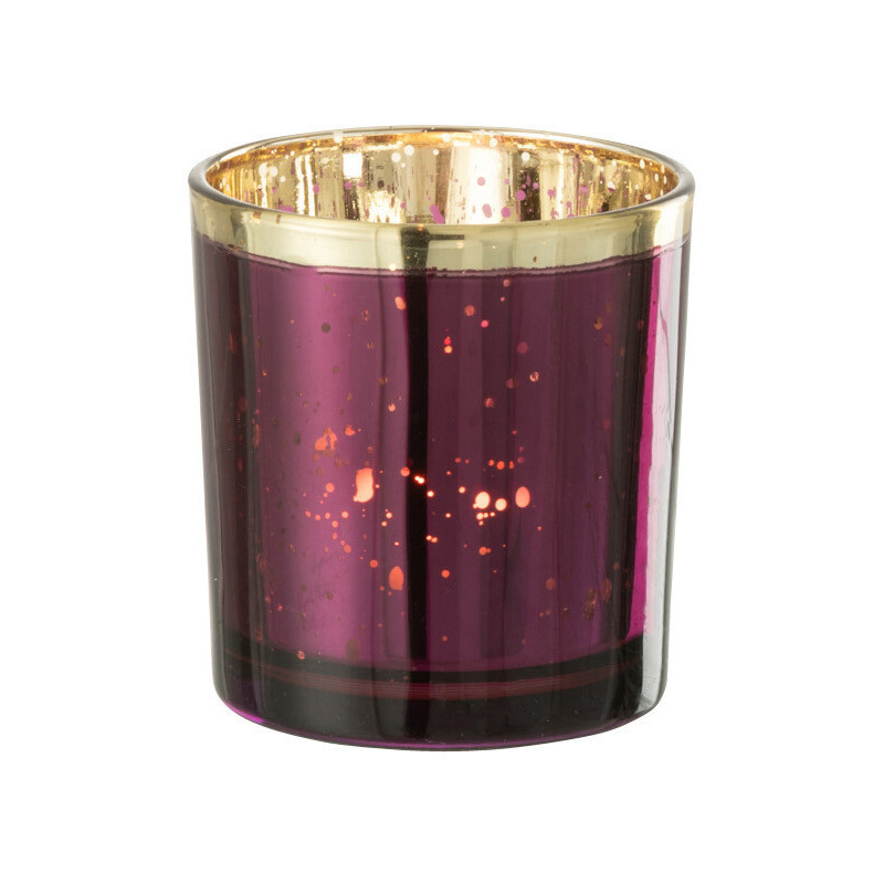 Photophore moderne Diamètre 7 cm en Verre Violet Doré Korin - 3