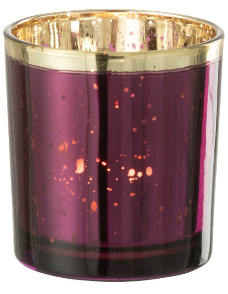 Photophore moderne Diamètre 7 cm en Verre Violet Doré Korin - 3