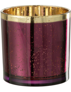 Photophore moderne XL Diamètre 15 cm en Verre Violet Doré Korin - 1