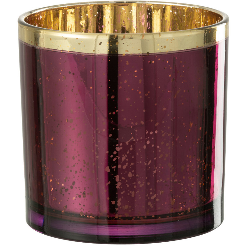 Photophore moderne XL Diamètre 15 cm en Verre Violet Doré Korin - 1