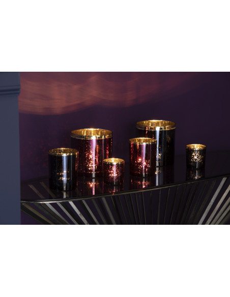 Photophore moderne XL Diamètre 15 cm en Verre Violet Doré Korin - 2