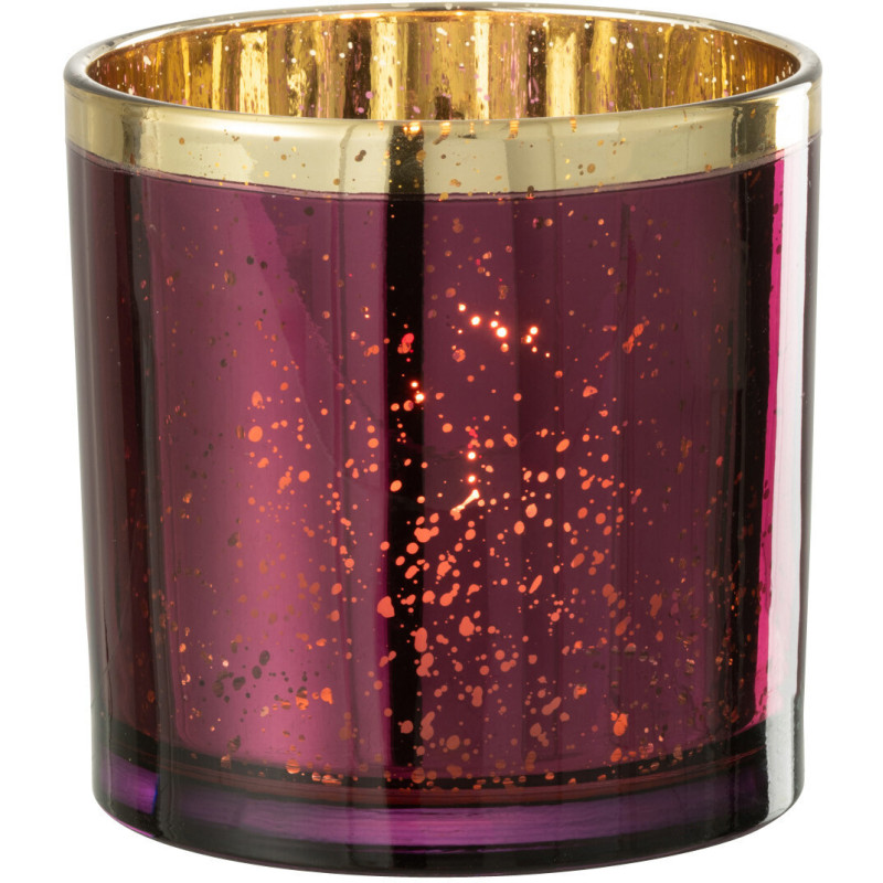 Photophore moderne XL Diamètre 15 cm en Verre Violet Doré Korin - 3