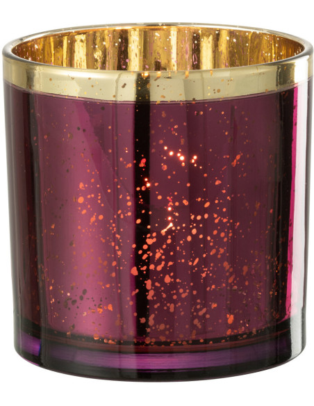 Photophore moderne XL Diamètre 15 cm en Verre Violet Doré Korin - 3