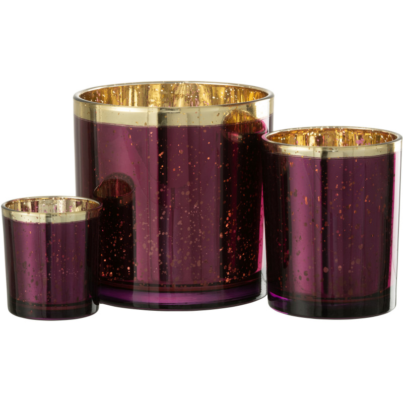 Photophore moderne XL Diamètre 15 cm en Verre Violet Doré Korin - 5