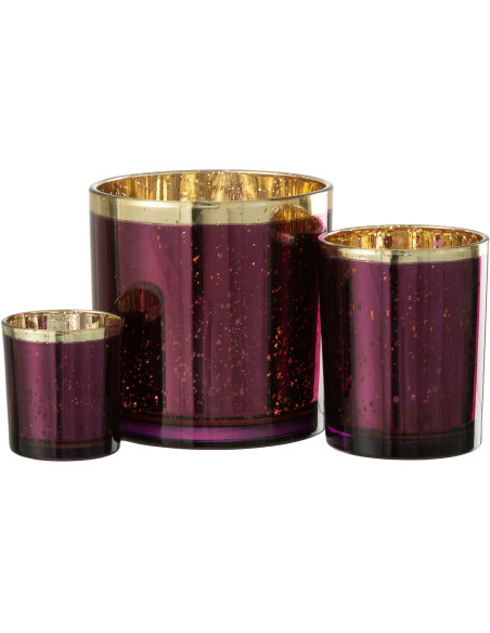 Photophore moderne XL Diamètre 15 cm en Verre Violet Doré Korin - 5