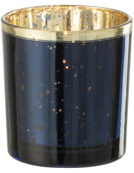 Photophore moderne Diamètre 7 cm en Verre Bleu foncé Doré Korin - 3