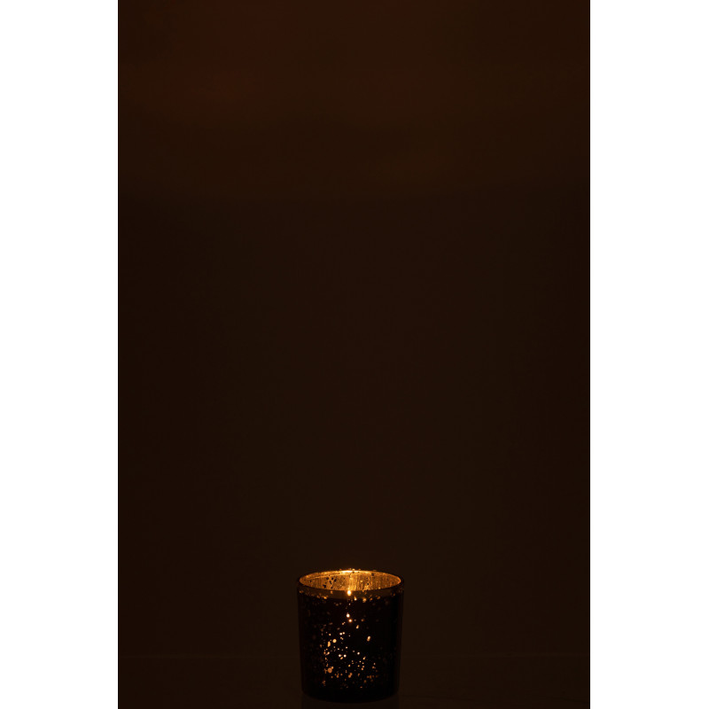 Photophore moderne Diamètre 7 cm en Verre Bleu foncé Doré Korin - 4