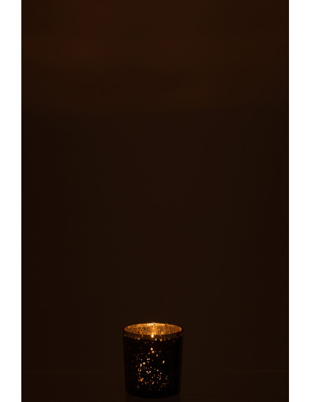 Photophore moderne Diamètre 7 cm en Verre Bleu foncé Doré Korin - 4