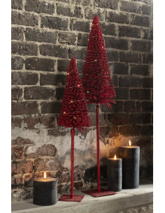 Objet déco à poser Lumineux Sapin XL Hauteur 80 cm en Plastique Métal Rouge - 2