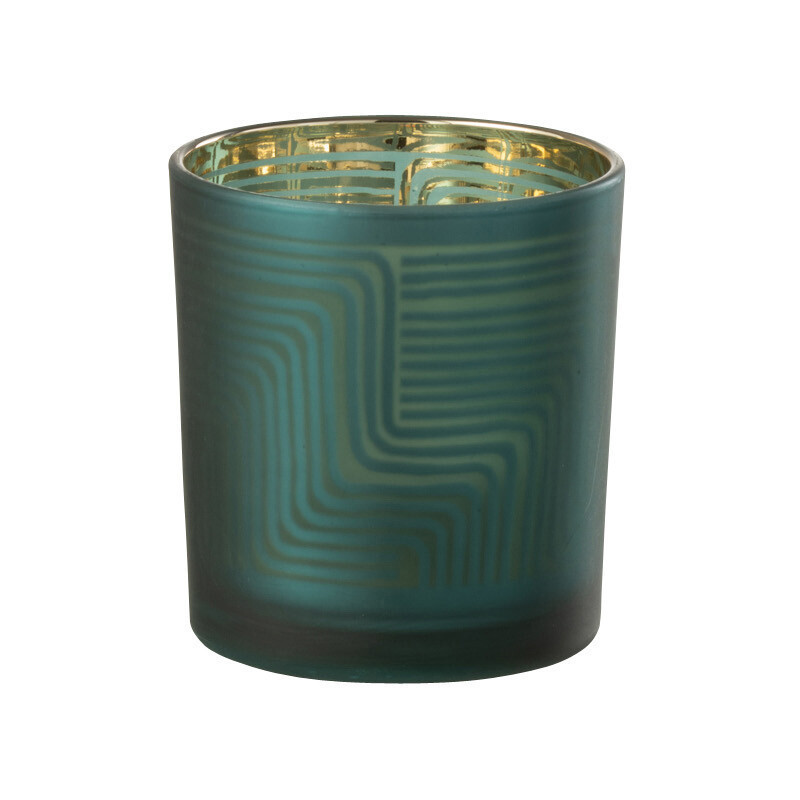 Photophore original Diamètre 7 cm en Verre Vert Motif zigzag Mirok - 1