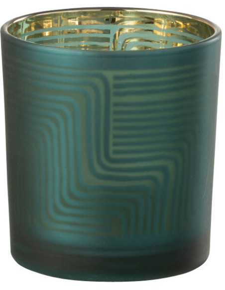 Photophore original Diamètre 7 cm en Verre Vert Motif zigzag Mirok - 1