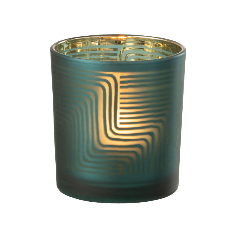 Photophore original Diamètre 7 cm en Verre Vert Motif zigzag Mirok - 3