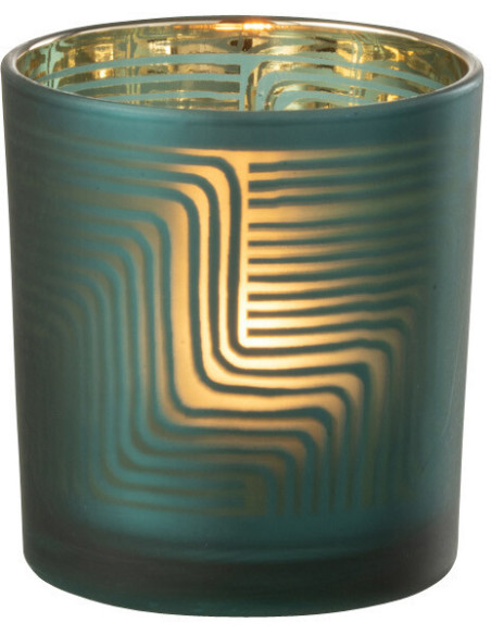 Photophore original Diamètre 7 cm en Verre Vert Motif zigzag Mirok - 3