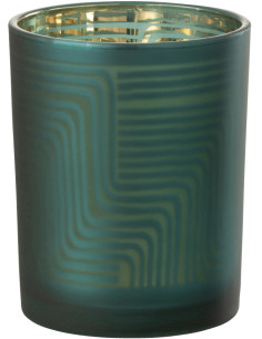 Photophore original Diamètre 10 cm en Verre Vert Motif zigzag Mirok - 1