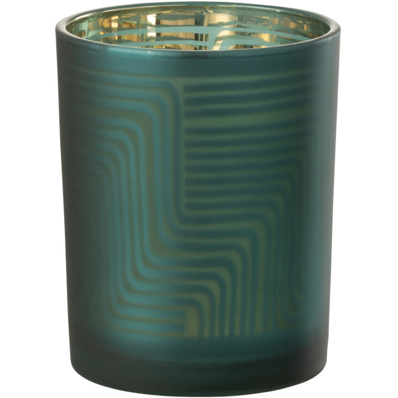 Photophore original Diamètre 10 cm en Verre Vert Motif zigzag Mirok - 1