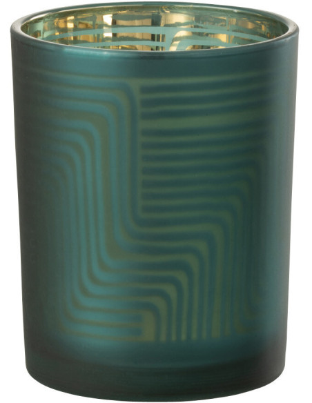 Photophore original Diamètre 10 cm en Verre Vert Motif zigzag Mirok - 1