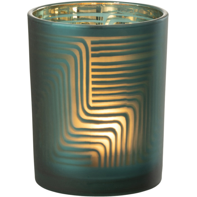 Photophore original Diamètre 10 cm en Verre Vert Motif zigzag Mirok - 3