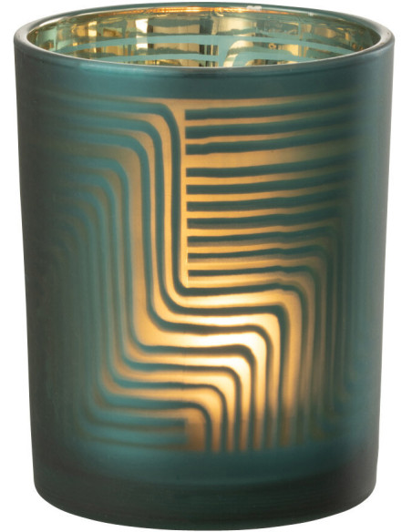 Photophore original Diamètre 10 cm en Verre Vert Motif zigzag Mirok - 3