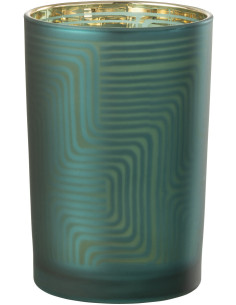 Photophore original Diamètre 12 cm en Verre Vert Motif zigzag Mirok - 1