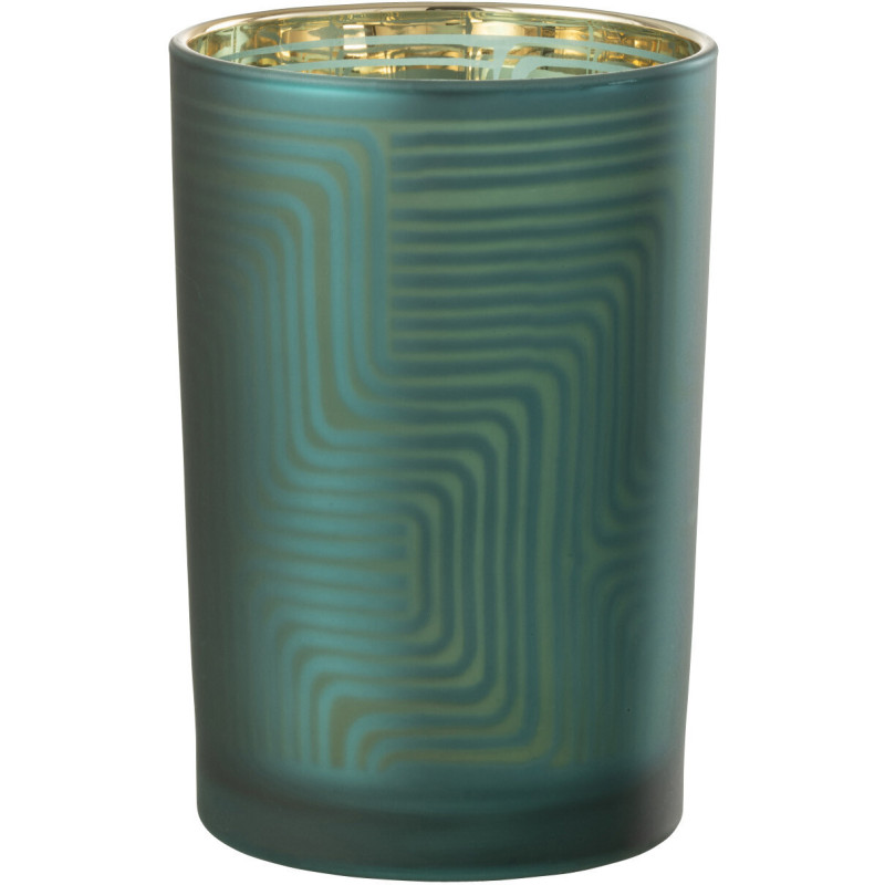 Photophore original Diamètre 12 cm en Verre Vert Motif zigzag Mirok - 1