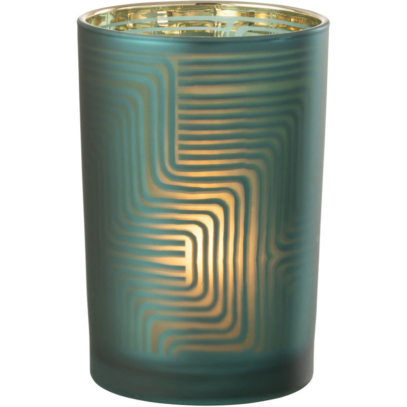 Photophore original Diamètre 12 cm en Verre Vert Motif zigzag Mirok - 3