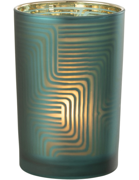 Photophore original Diamètre 12 cm en Verre Vert Motif zigzag Mirok - 3