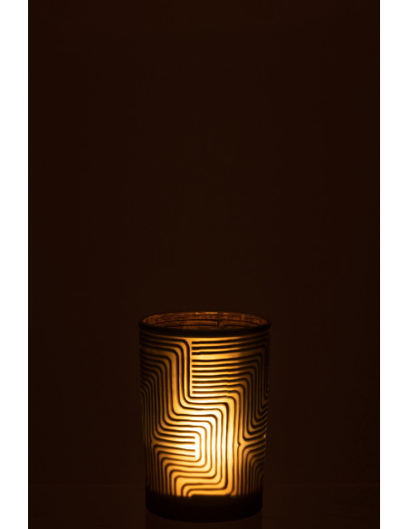 Photophore original Diamètre 12 cm en Verre Vert Motif zigzag Mirok - 4