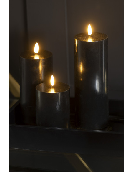 Bougie Led XL moderne Hauteur 15 cm en Cire Plastique Noir Luzina - 2