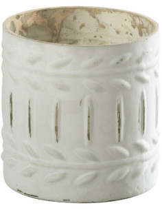 Bougeoir style vintage Diamètre 8 cm en Verre Blanc Vieilli Ezy - 1