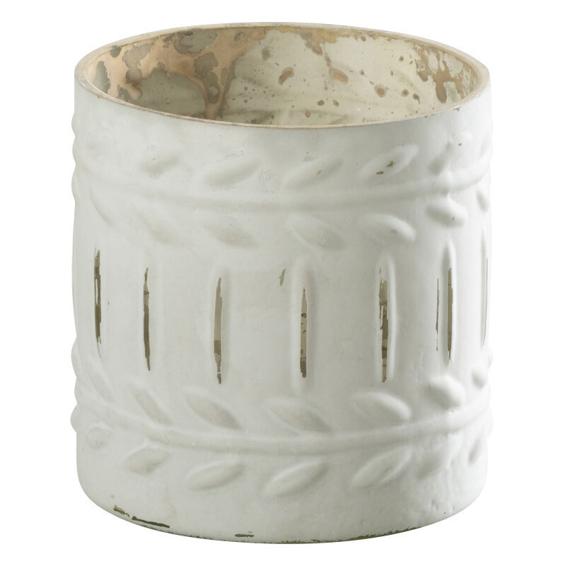 Bougeoir style vintage Diamètre 8 cm en Verre Blanc Vieilli Ezy - 1