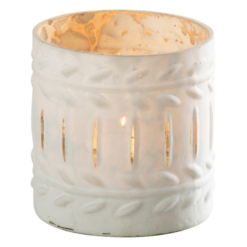 Bougeoir style vintage Diamètre 8 cm en Verre Blanc Vieilli Ezy - 2