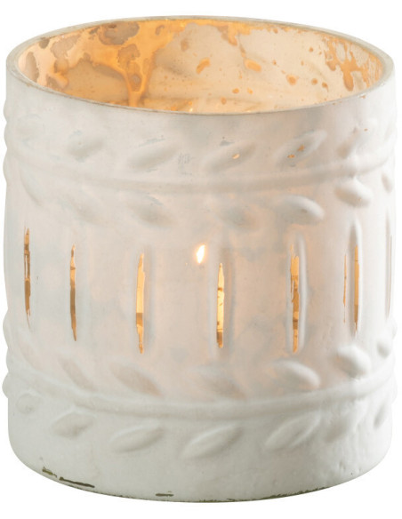 Bougeoir style vintage Diamètre 8 cm en Verre Blanc Vieilli Ezy - 2