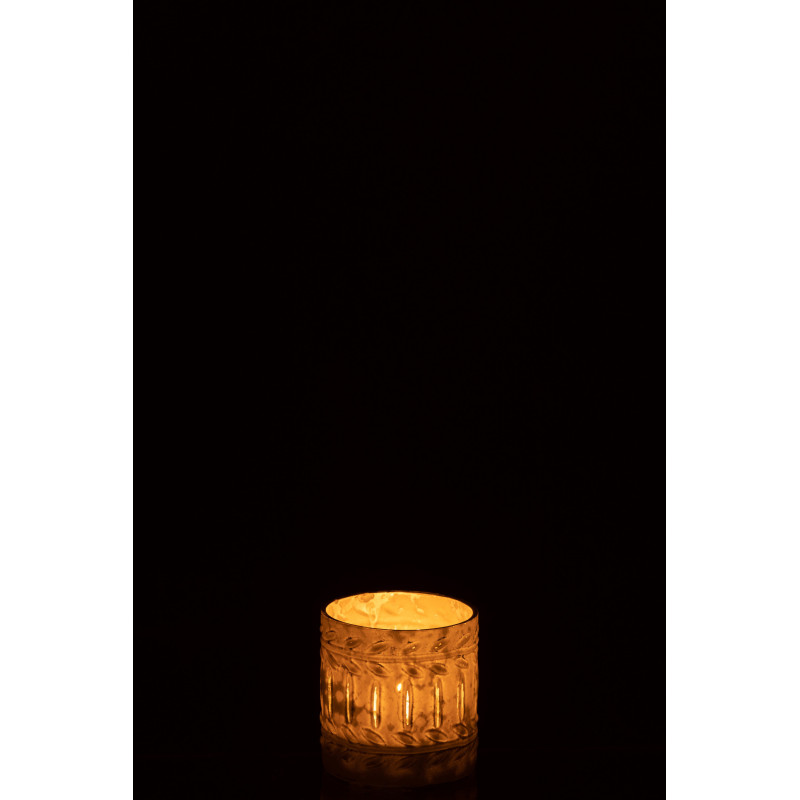 Bougeoir style vintage Diamètre 8 cm en Verre Blanc Vieilli Ezy - 3