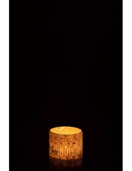 Bougeoir style vintage Diamètre 8 cm en Verre Blanc Vieilli Ezy - 3