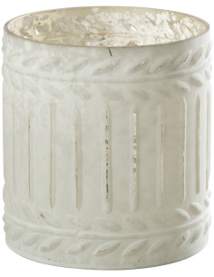 Bougeoir style vintage Diamètre 13 cm en Verre Blanc Vieilli Ezy - 1