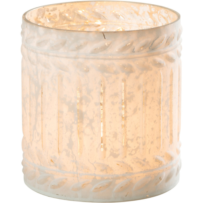 Bougeoir style vintage Diamètre 13 cm en Verre Blanc Vieilli Ezy - 2