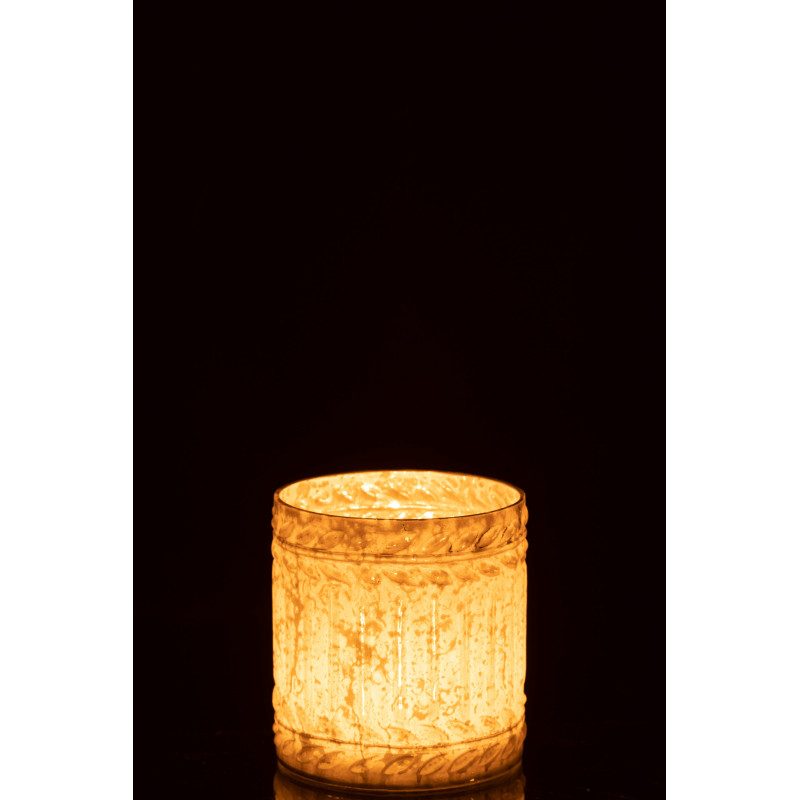 Bougeoir style vintage Diamètre 13 cm en Verre Blanc Vieilli Ezy - 3