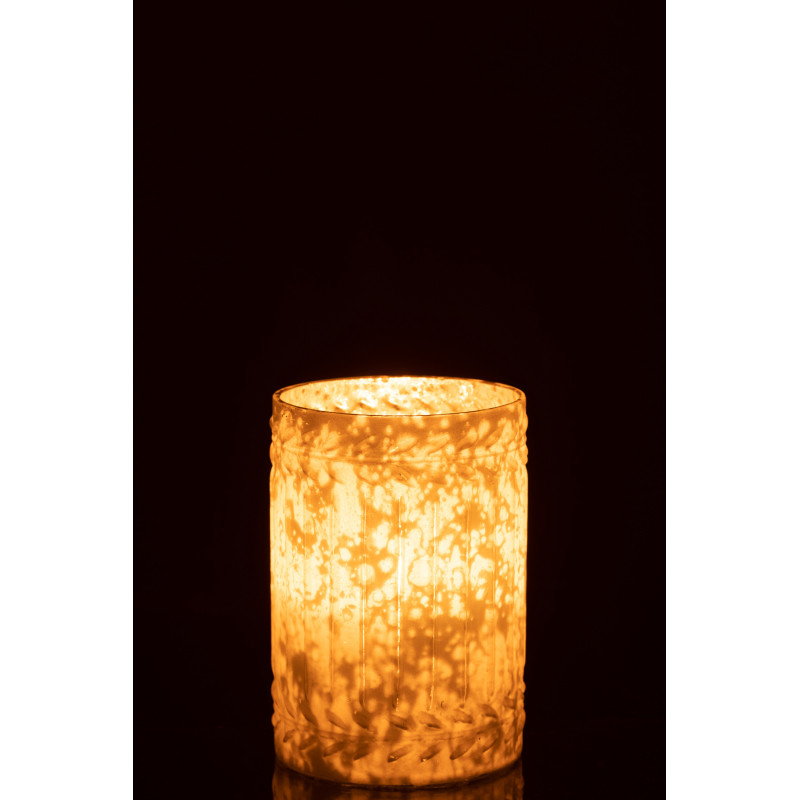 Bougeoir style vintage XL cylindrique Hauteur 18 cm en Verre Blanc Vieilli Ezy - 3