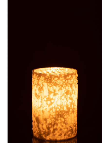 Bougeoir style vintage XL cylindrique Hauteur 18 cm en Verre Blanc Vieilli Ezy - 3