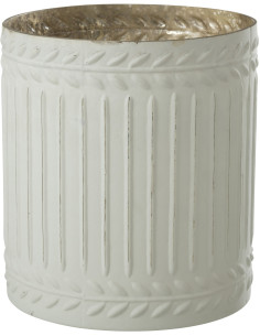 Bougeoir style vintage XL Diamètre 20 cm en Verre Blanc Vieilli Ezy - 1