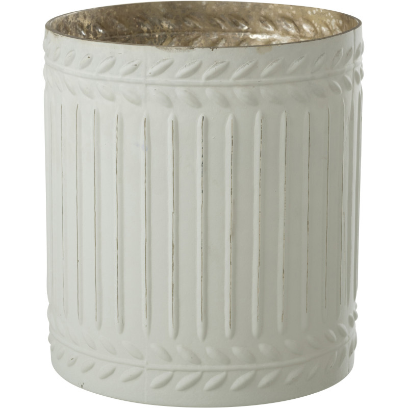 Bougeoir style vintage XL Diamètre 20 cm en Verre Blanc Vieilli Ezy - 1