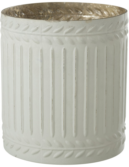 Bougeoir style vintage XL Diamètre 20 cm en Verre Blanc Vieilli Ezy - 1