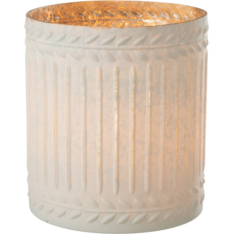 Bougeoir style vintage XL Diamètre 20 cm en Verre Blanc Vieilli Ezy - 2