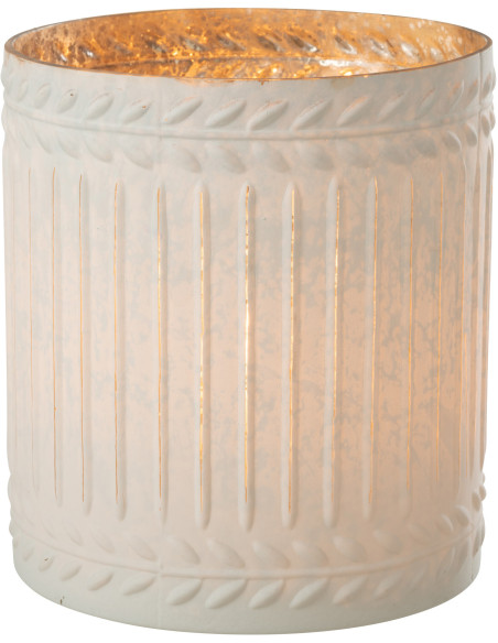 Bougeoir style vintage XL Diamètre 20 cm en Verre Blanc Vieilli Ezy - 2