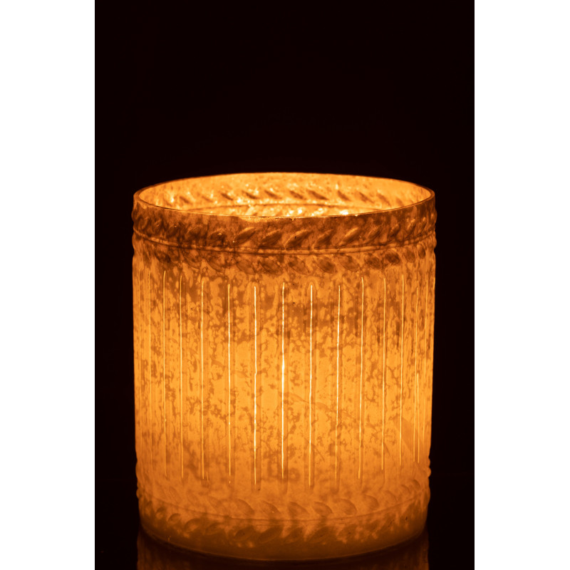 Bougeoir style vintage XL Diamètre 20 cm en Verre Blanc Vieilli Ezy - 3