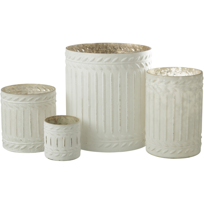 Bougeoir style vintage XL Diamètre 20 cm en Verre Blanc Vieilli Ezy - 4