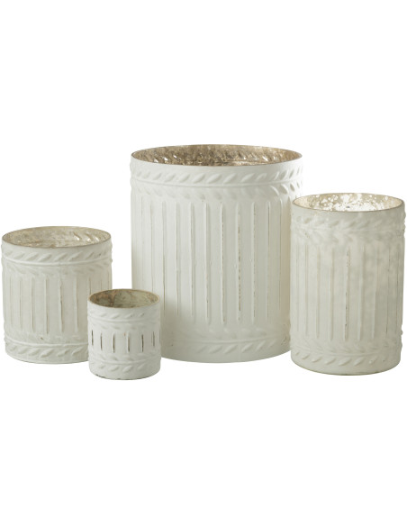 Bougeoir style vintage XL Diamètre 20 cm en Verre Blanc Vieilli Ezy - 4